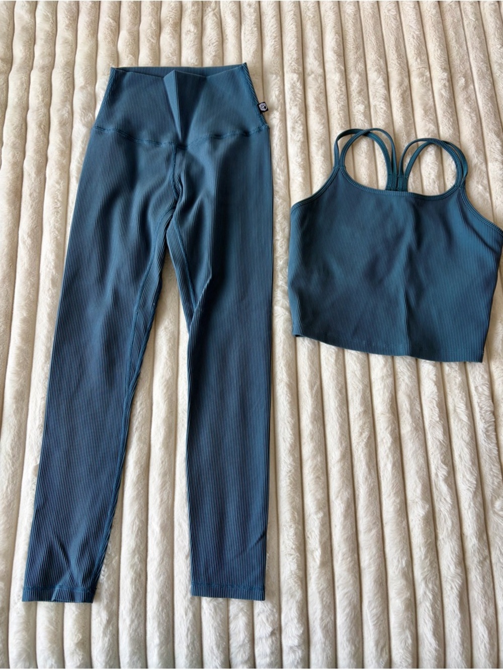 Born Primitive Teal Ribbed High-Waist Leggings & Strappy Crop Top Set
